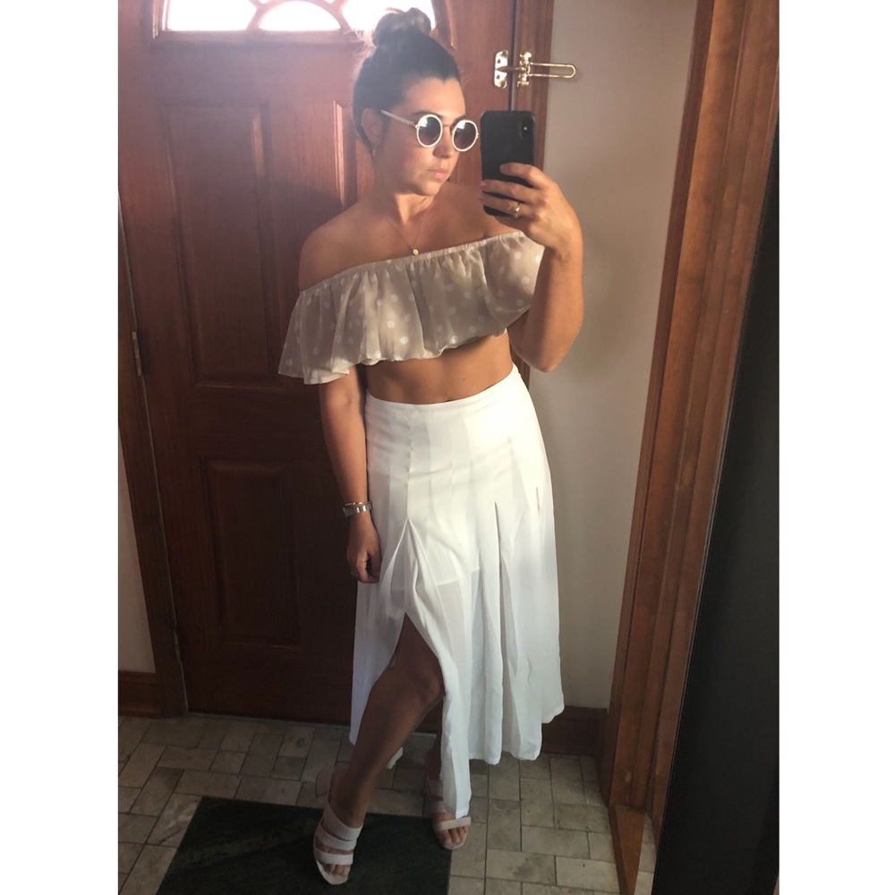 ASOS Warehouse White Slit Midi Skirt